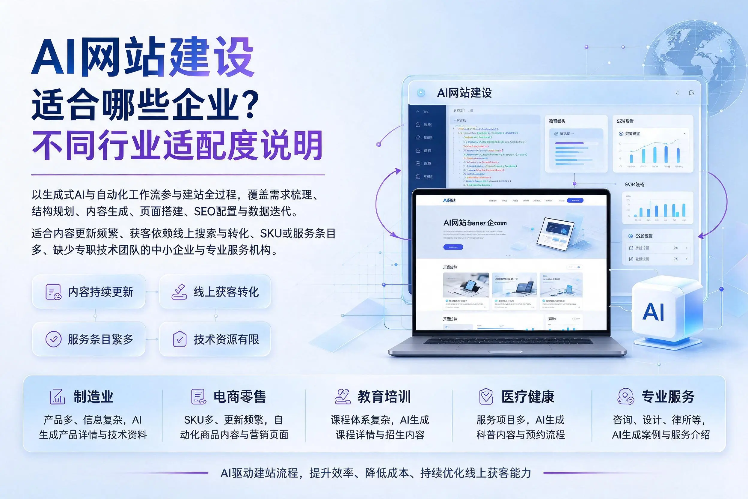 AI网站建设适合哪些企业?焦作不同行业适配度说明